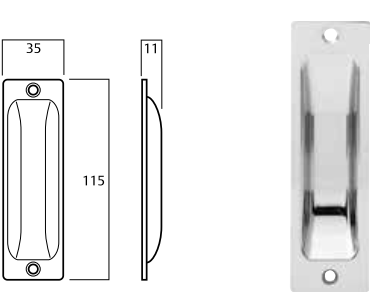 Poign&eacute;e affleurante Lockwood 115 x 35 mm Zinc moul&eacute; sous pression