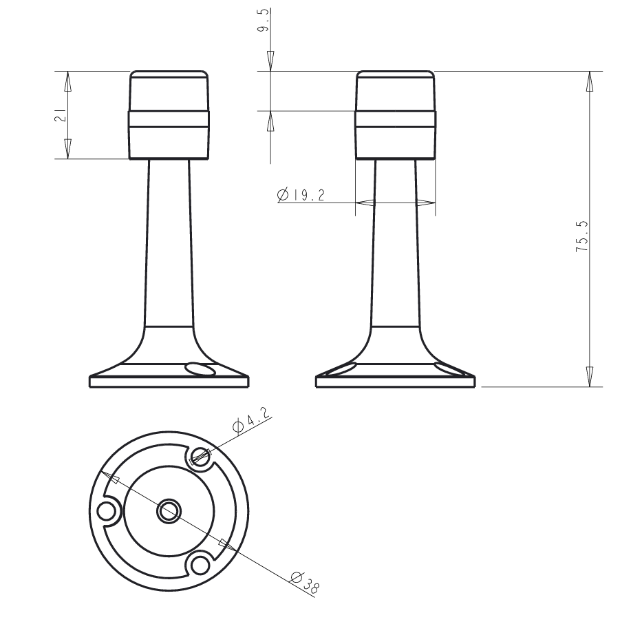Trio Arr&ecirc;t de Porte Hart avec Base Chrome Satin&eacute; 75mm